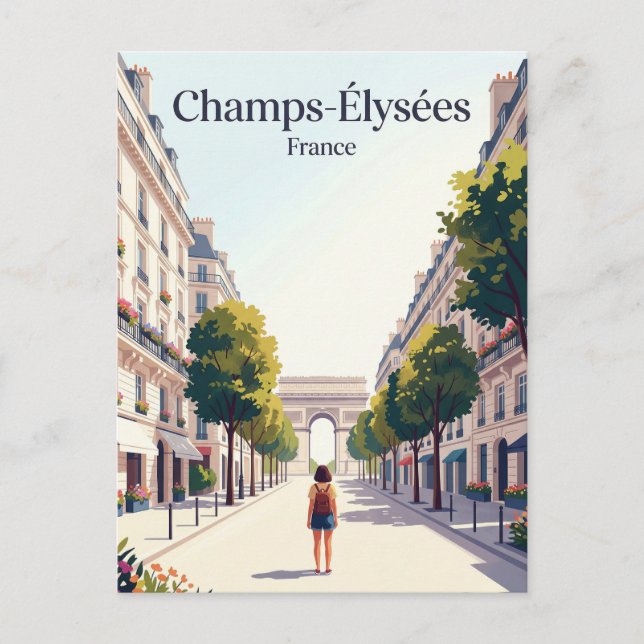 Champs-Élysées Frankrike Vykort (Framsida)