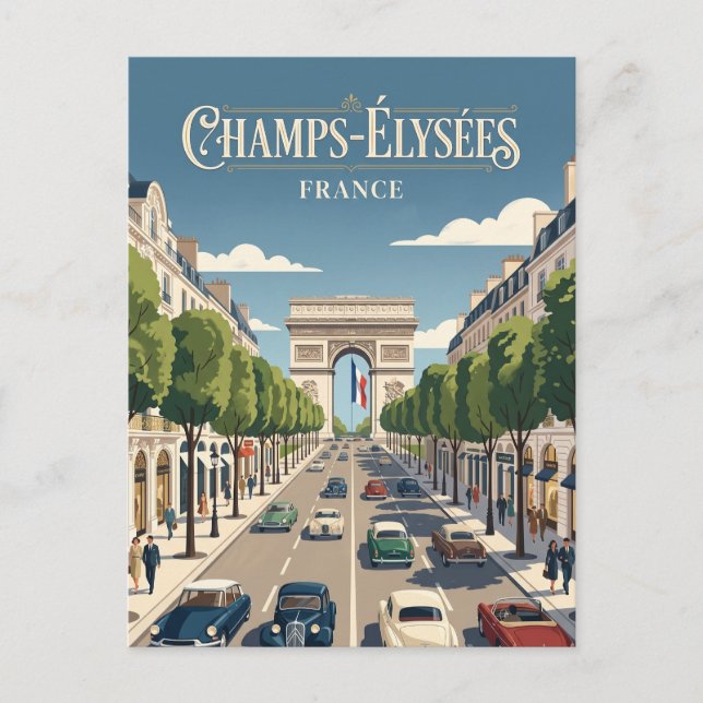 Champs-Élysées Frankrike Vykort (Framsida)