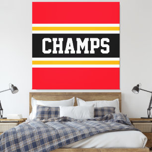 CHAMPS Fet Röda Svarta Vita Orange Ränder Canvastryck