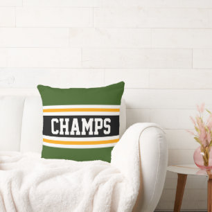 CHAMPS Forest Grönt Black Gult Tävla Rand Kudde