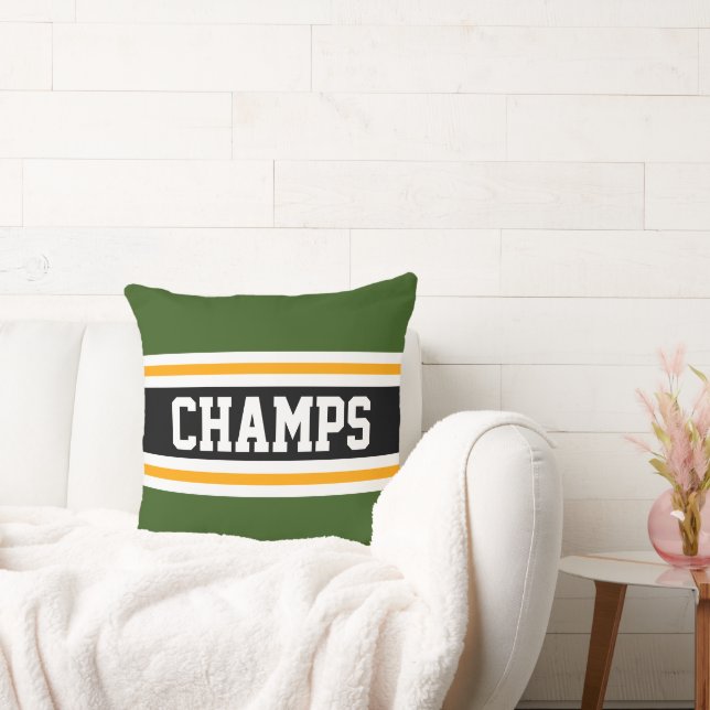 CHAMPS Forest Grönt Black Gult Tävla Rand Kudde (Soffa)