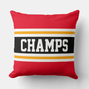 CHAMPS Sporty Ljus Röd Svart Orange Ränder Kudde