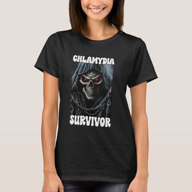 Chamydia Survivor Cringe Skeleton T Shirt (Framsida)