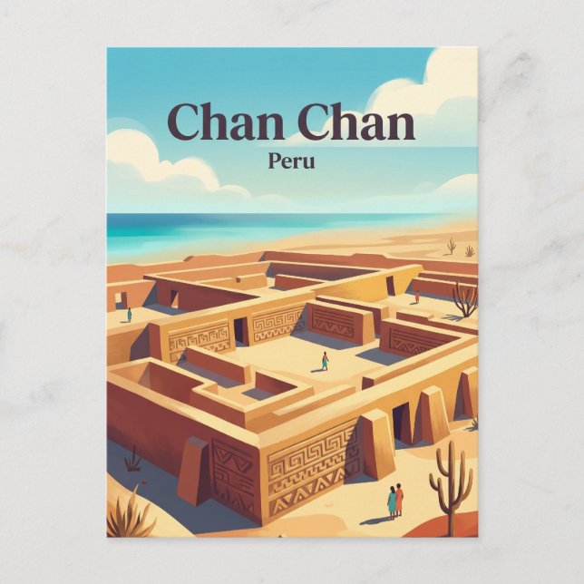 Chan Chan arkeologiska zon Peru Vykort (Framsida)
