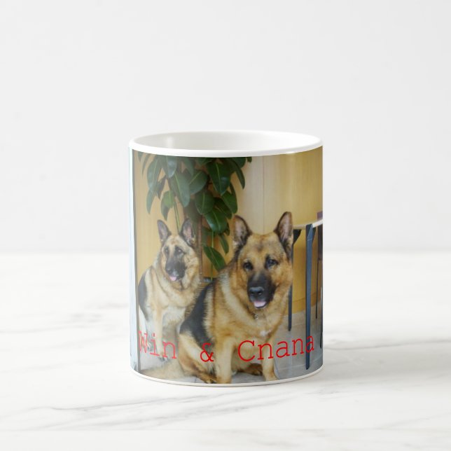 Chana & Win Tow Lovely German Shepherd Dogs Kaffemugg (Center)