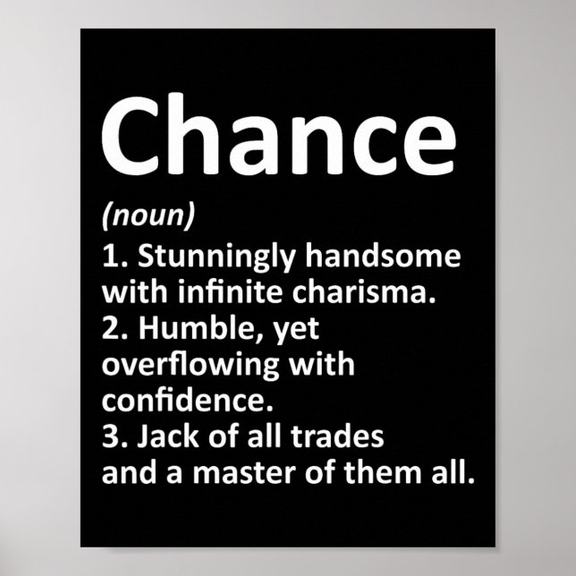 Chance Definition Personlig Namn Funny Birthday Poster (Framsidan)