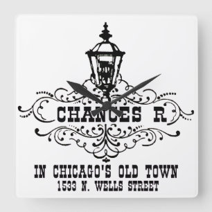 Chances R Restaurant, Chicago och Cichagoland area Fyrkantig Klocka