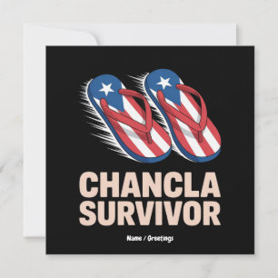 Chancla Survivor Funny Puerto Rico Joke Gift Inbjudningar