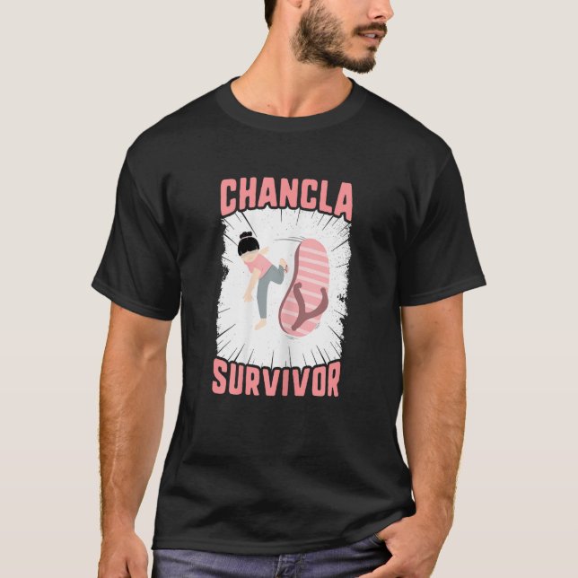 Chancla Survivor Mamma Sarcastic Sandal Flip Flop  T Shirt (Framsida)