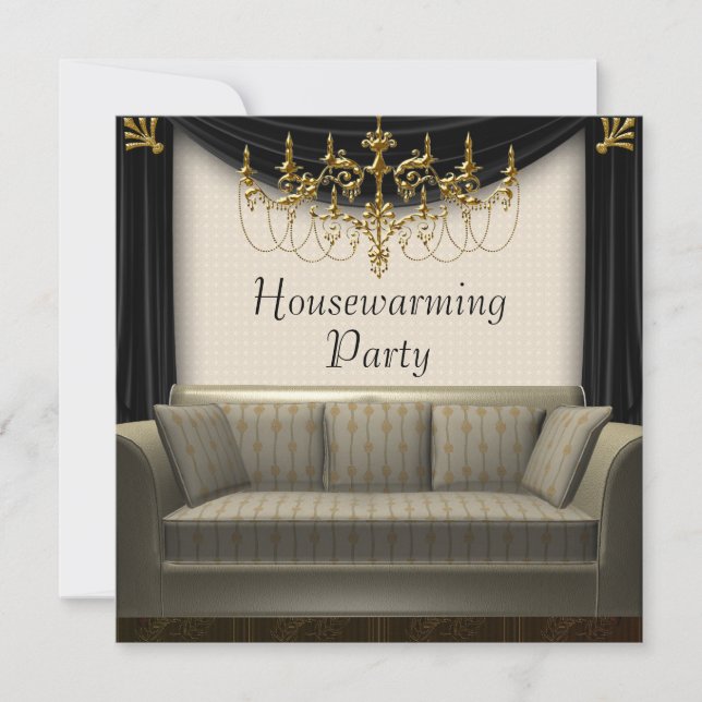 Chandeleir Soffa HouseuppvärmParty Inbjudningar (Framsida)