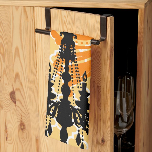 Chandelier Damask Moroccan Tile Kökshandduk (Thirds Fold)