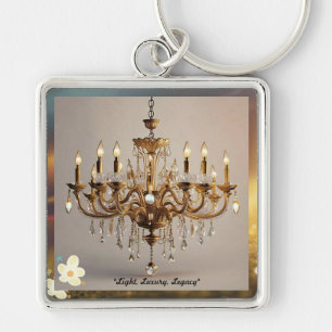 "Chandelier Elegance" Fyrkantig Silverfärgad Nyckelring