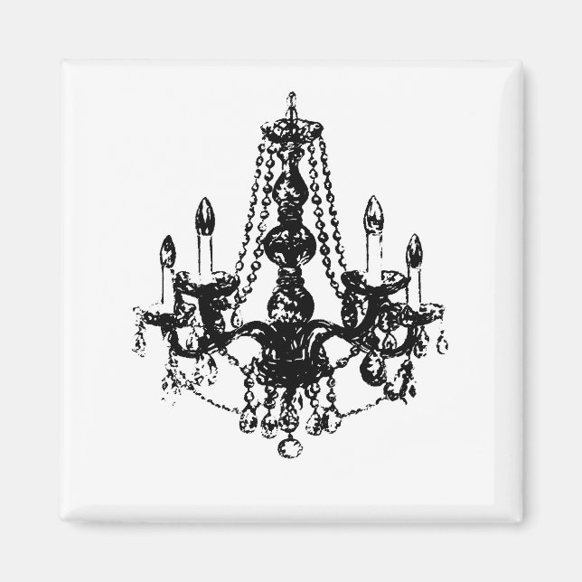 Chandelier Elegance ~ Magnet Black White Retro (Framsidan)