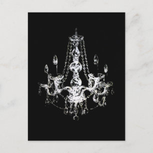 Chandelier Elegance ~ Postcard Black White Roligt Vykort