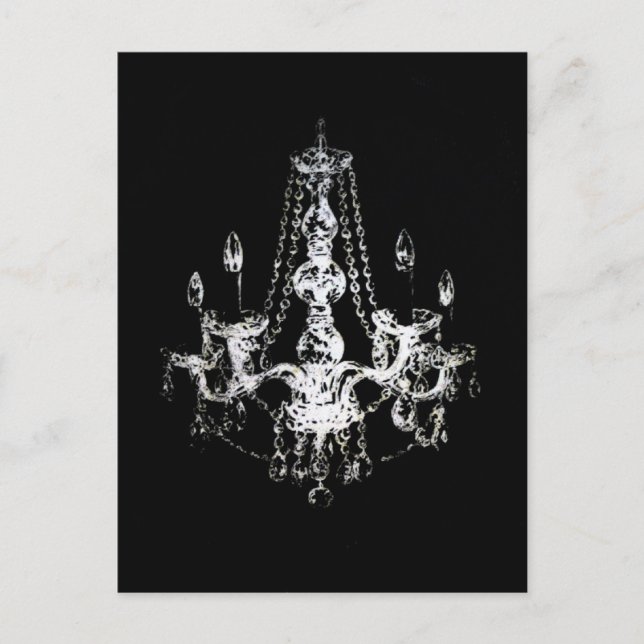Chandelier Elegance ~ Postcard Black White Roligt Vykort (Framsida)
