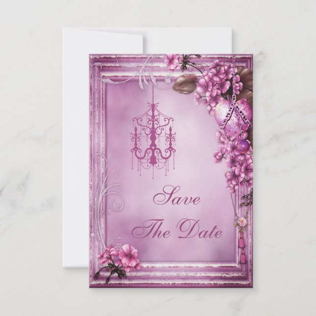 Chandelier & Flowers Baby Shower Spara datumet (Framsida)