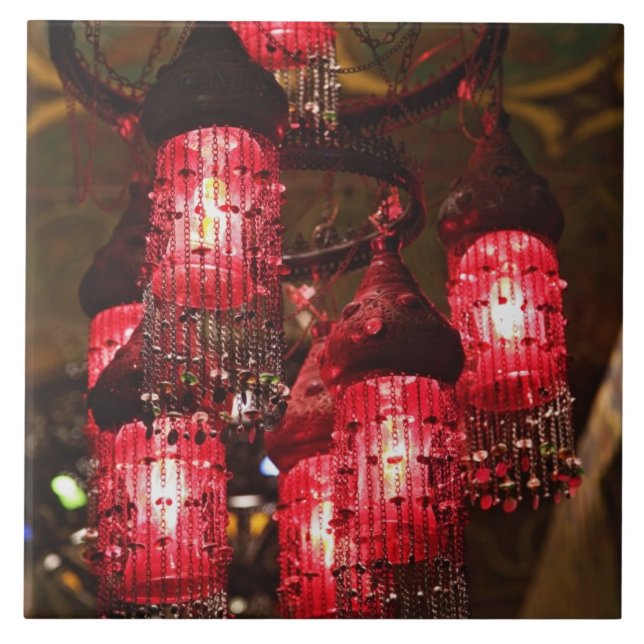 Chandelier för försäljning, Khan el Khalili Bazaar Kakelplatta (Framsidan)