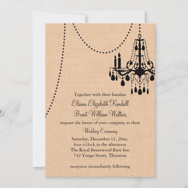 Chandelier på inbjudan till bröllopsbröllop (Framsida)