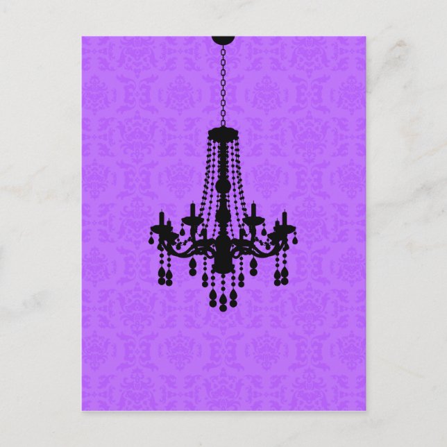 Chandelier på vykort för Lila Damask (Framsida)