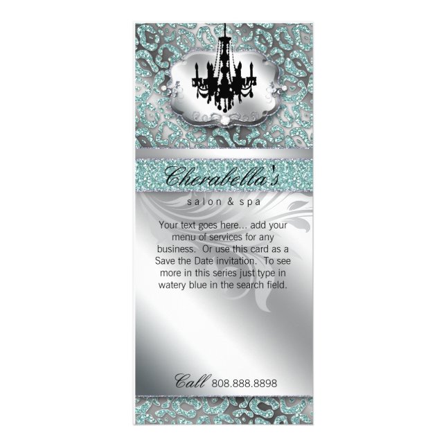 Chandelier Real Gods Spa Leopard Glitter Löv Reklamkort (Framsidan)