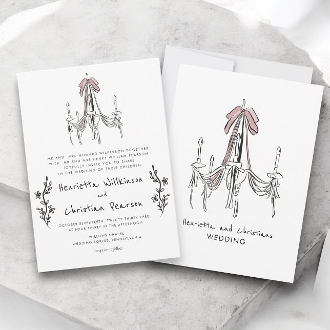 Chandelier Romantic Blush Pink Bow Formal Wedding  (Skapare uppladdad)