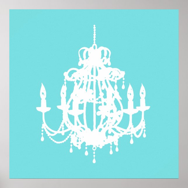 Chandelier silhouette-väggkonst poster utskrift (Framsidan)
