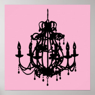 Chandelier silhouette-väggkonst poster utskrift