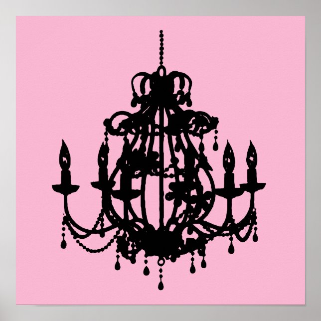 Chandelier silhouette-väggkonst poster utskrift (Framsidan)