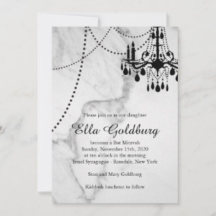 Chandeliers Bat mitzvah inbjudan till Marble