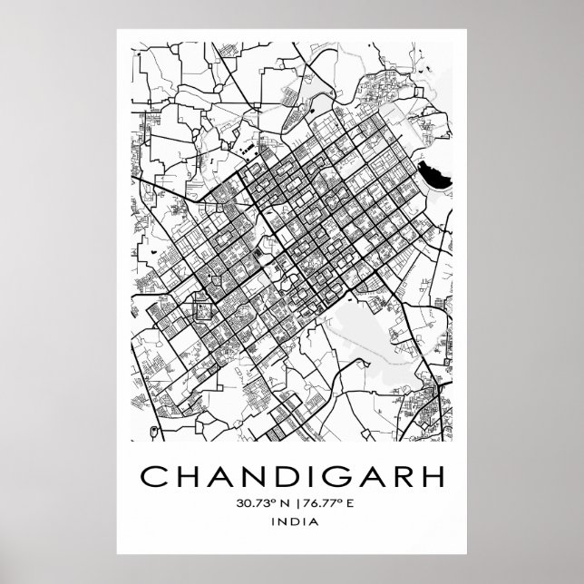 Chandigarh Karta Poster| Punjab| Indien Poster (Framsidan)