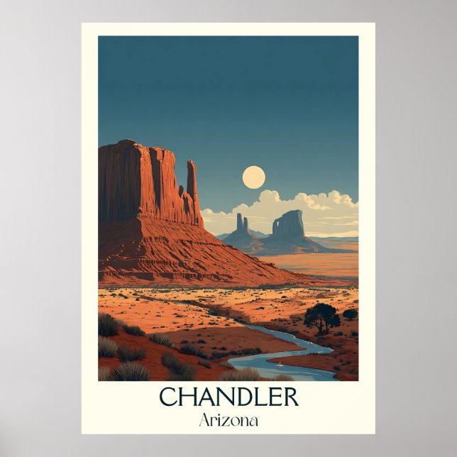 Chandler Arizona Retro Travel Poster | Vintage Red (Framsidan)