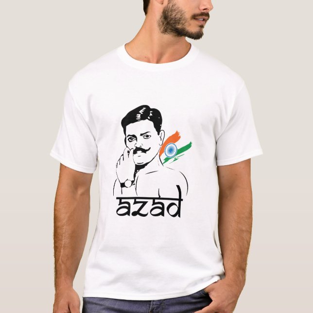 Chandra Shekhar Azad indisk frihetskämpe T Shirt (Framsida)