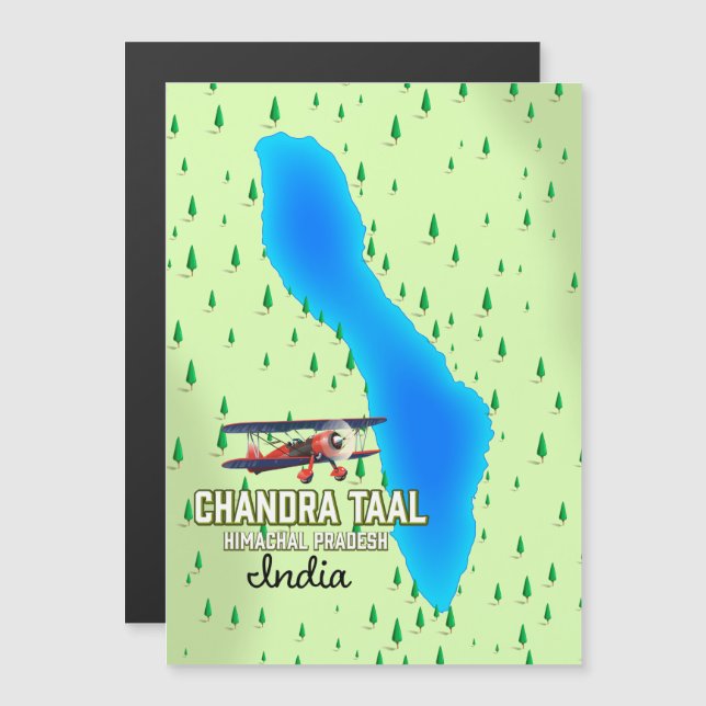 Chandra Taal Himachal Pradesh Indiska sjö karta (Fram/baksida)