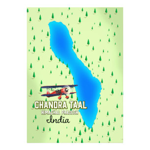 Chandra Taal Himachal Pradesh Indiska sjö karta Fototryck