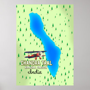 Chandra Taal Himachal Pradesh Indiska sjö karta Poster