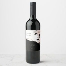 Chanelinspirerad blommigt personlig bröllop vinflaska etikett