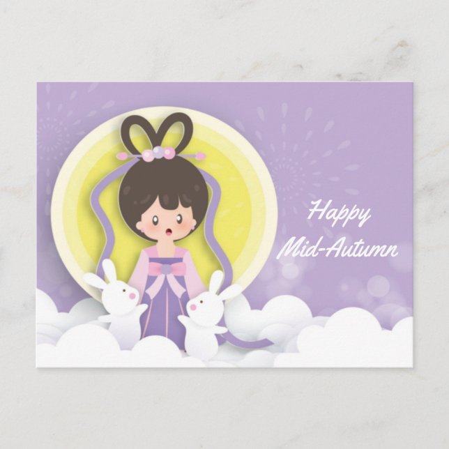 Chang’e Måne Festival Papercut Vykort (Framsida)