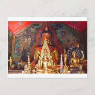 Chang Mai Buddhist Temple Thailand Guld Buddha Vykort