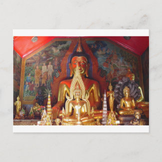Chang Mai Buddhist Temple Thailand Guld Buddha Vykort