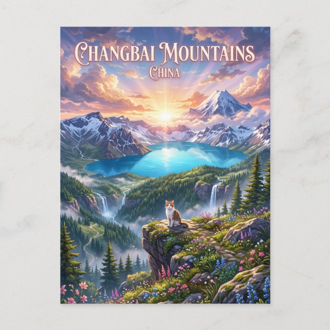 Changbai-bergen Kina Vykort (Framsida)