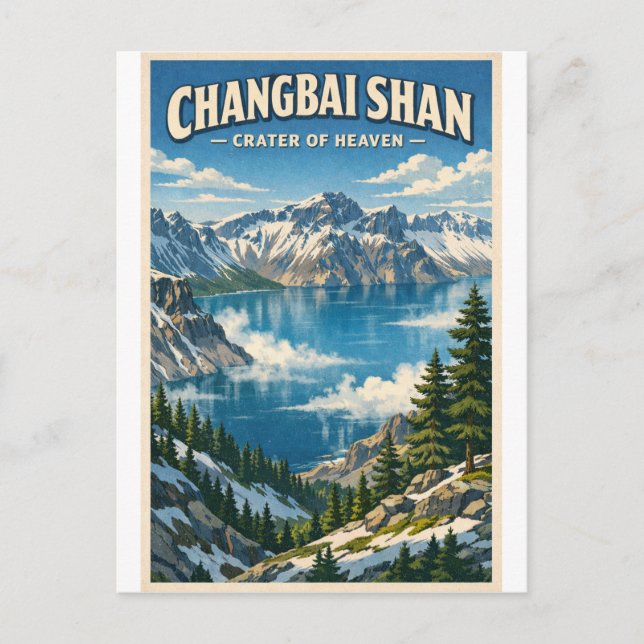 Changbai Mountain China retro travel 2026 Vykort (Framsida)