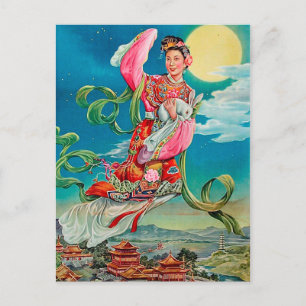 Chang'e 嫦娥 som flyger till den kinesiska vykort