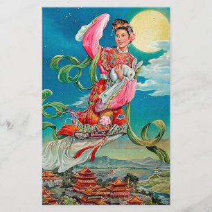 Chang'e 嫦 娥 Flyg till den kinesiska Måne-gudaten M Brevpapper