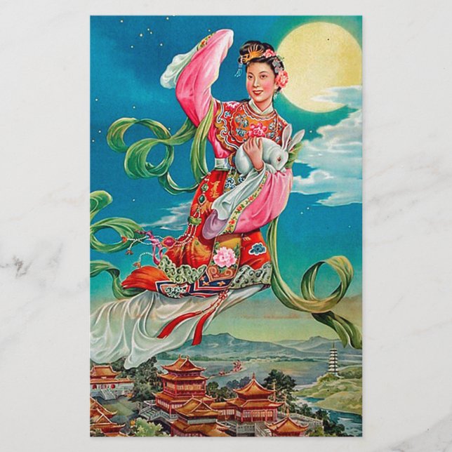 Chang'e 嫦 娥 Flyg till den kinesiska Måne-gudaten M Brevpapper (Framsida)