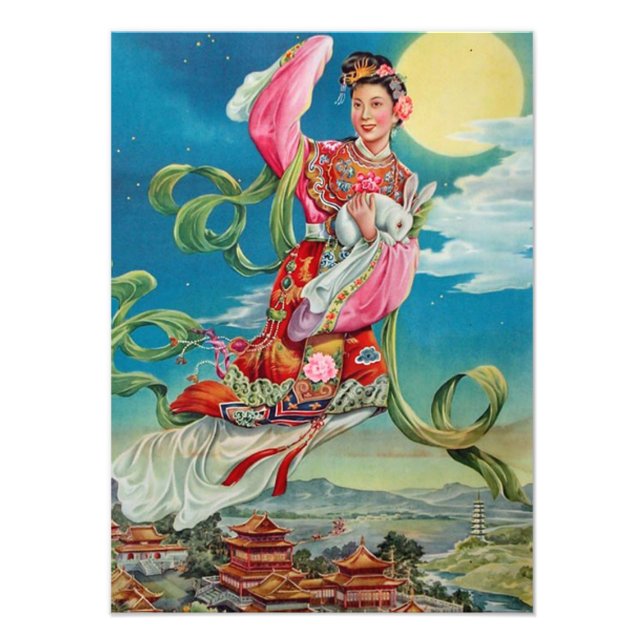Chang'e som flyger till Måne Fototryck (Framsidan)