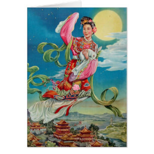 Chang'e som flyger till Måne Hälsningskort