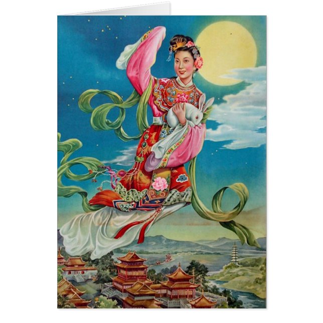 Chang'e som flyger till Måne Hälsningskort (Framsidan)