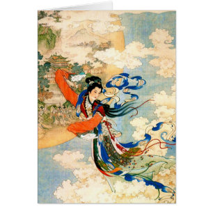 Chang'e som flyger till Måne Hälsningskort