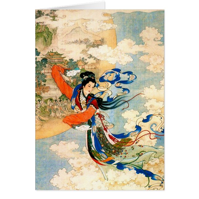 Chang'e som flyger till Måne Hälsningskort (Framsidan)