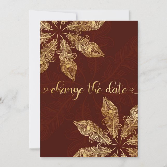 Change the date card with gold peacock feathers (Framsida)